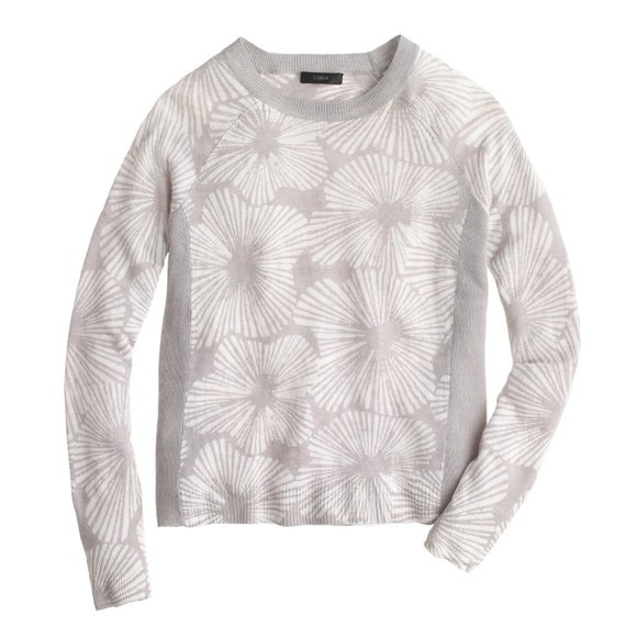 J.Crew Linen Sweater in Grey Floral Pattern, Size Small - Picture 1 of 4